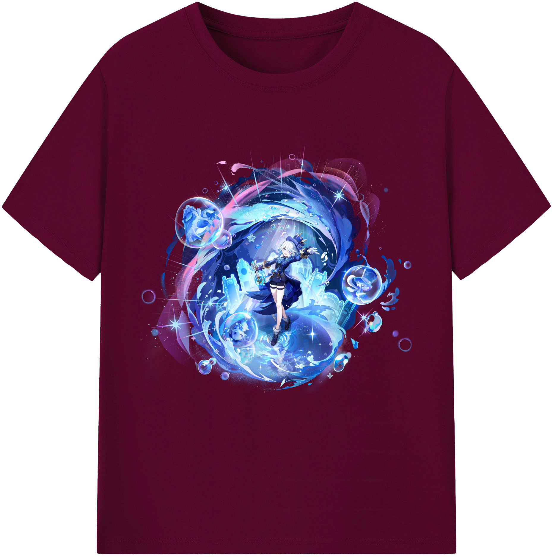 げんし神 フリーナ genshin Furina レディースカジュアルプリントTシャツ（綿100％）